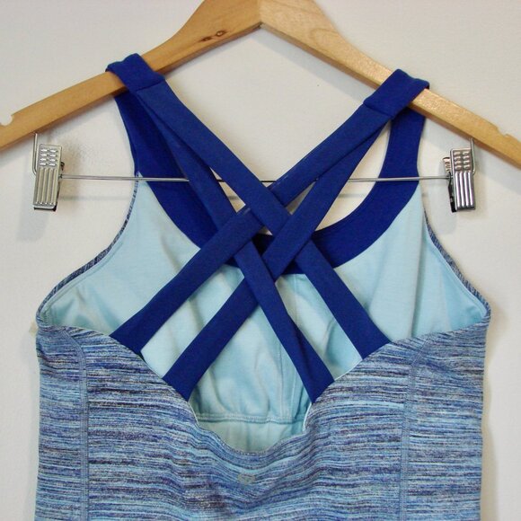 Lululemon Blue Enhearten Tank Yoga Crisscross Back Like New Size 8 - Picture 13 of 16